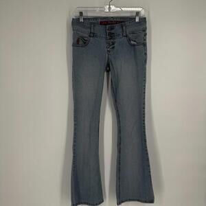 Vintage 90s y2k Mudd jeans womens 3/4 low rise flare button fly grunge stretch
